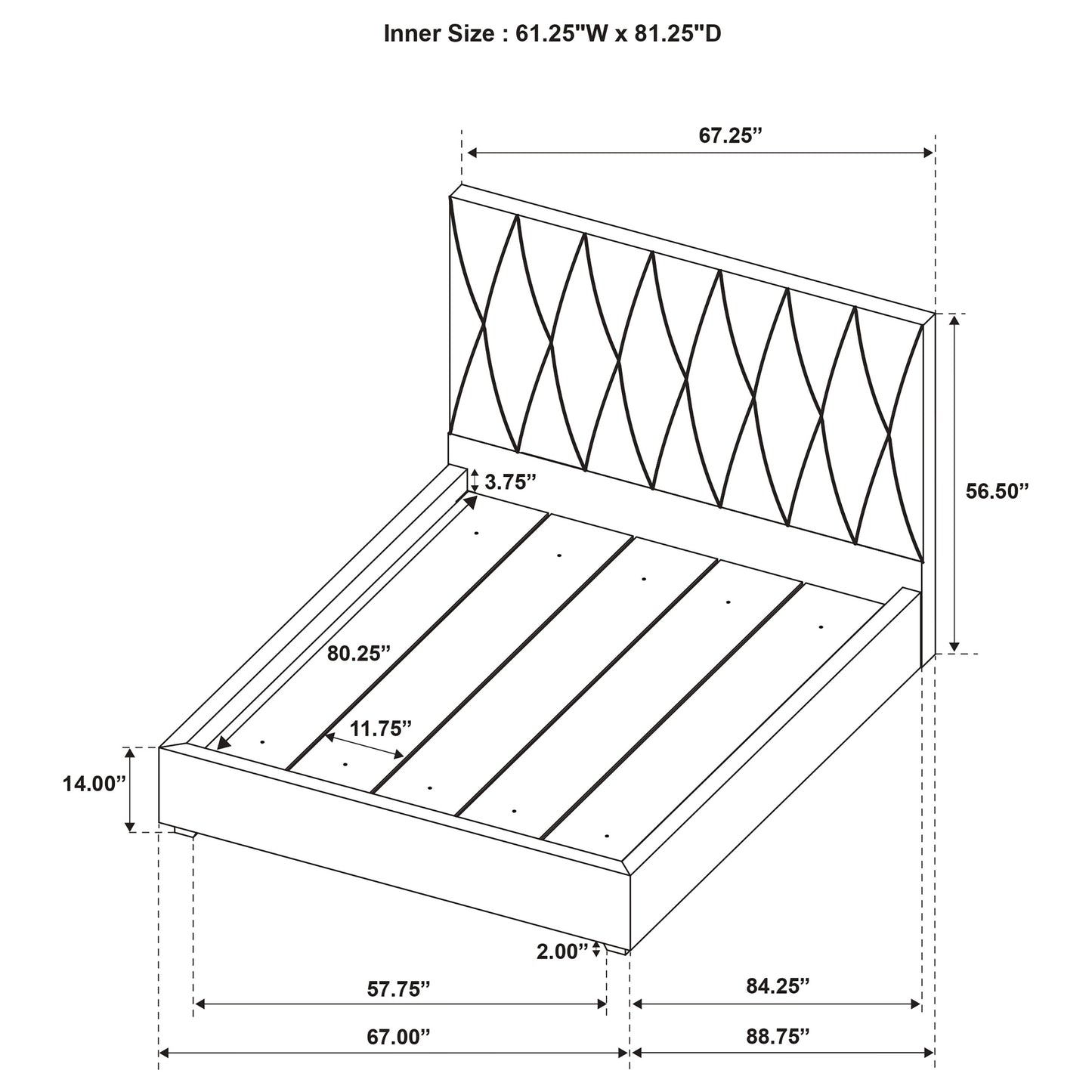 Delsea Upholstered Queen Panel Platform Bed Light Brown