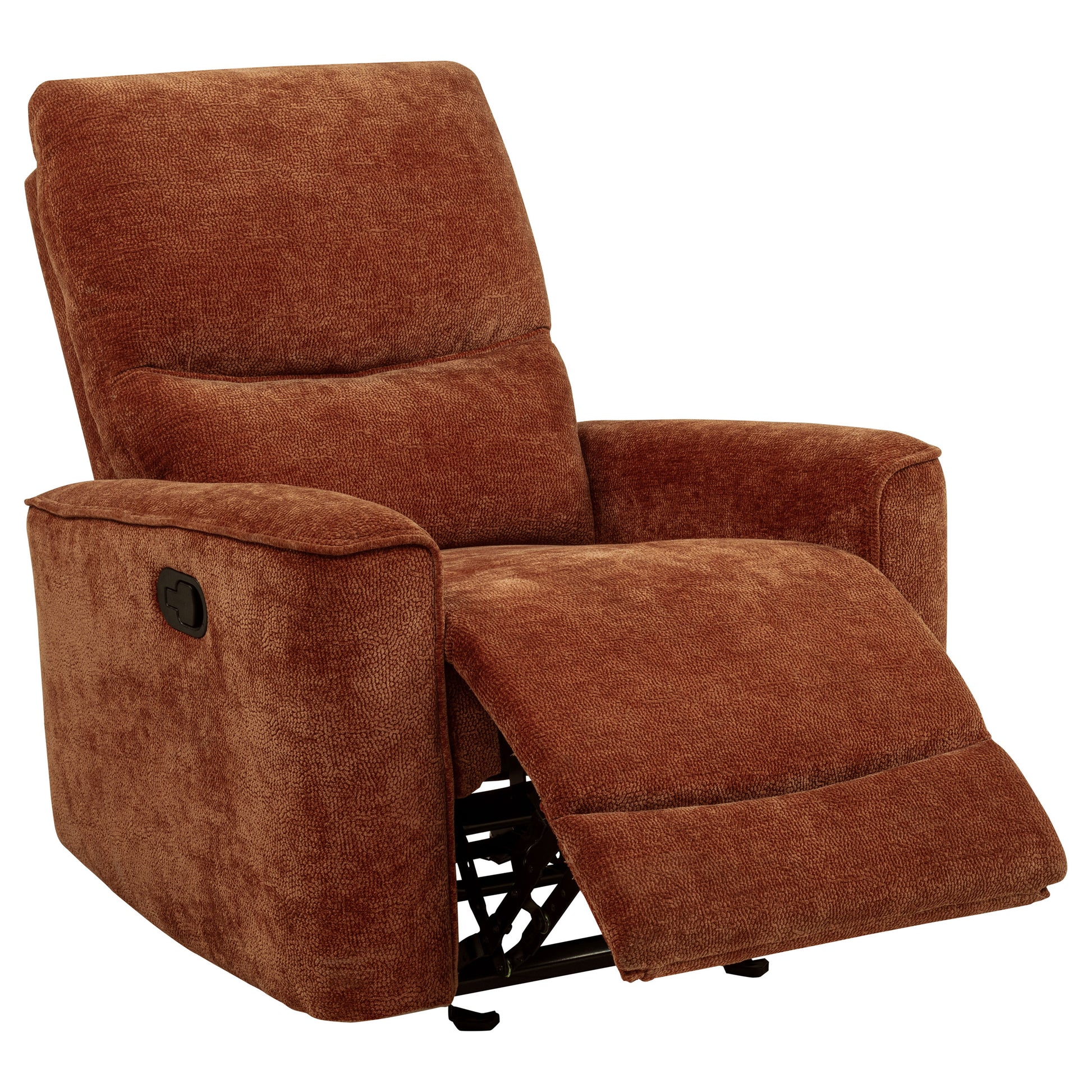 Navarro Chenille Upholstered Glider Recliner Burnt Orange - Discount Furniture Connection