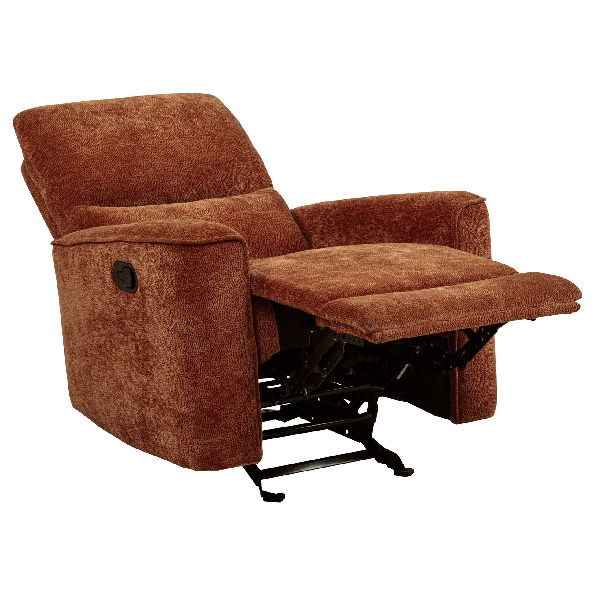 Navarro Chenille Upholstered Glider Recliner Burnt Orange - Discount Furniture Connection