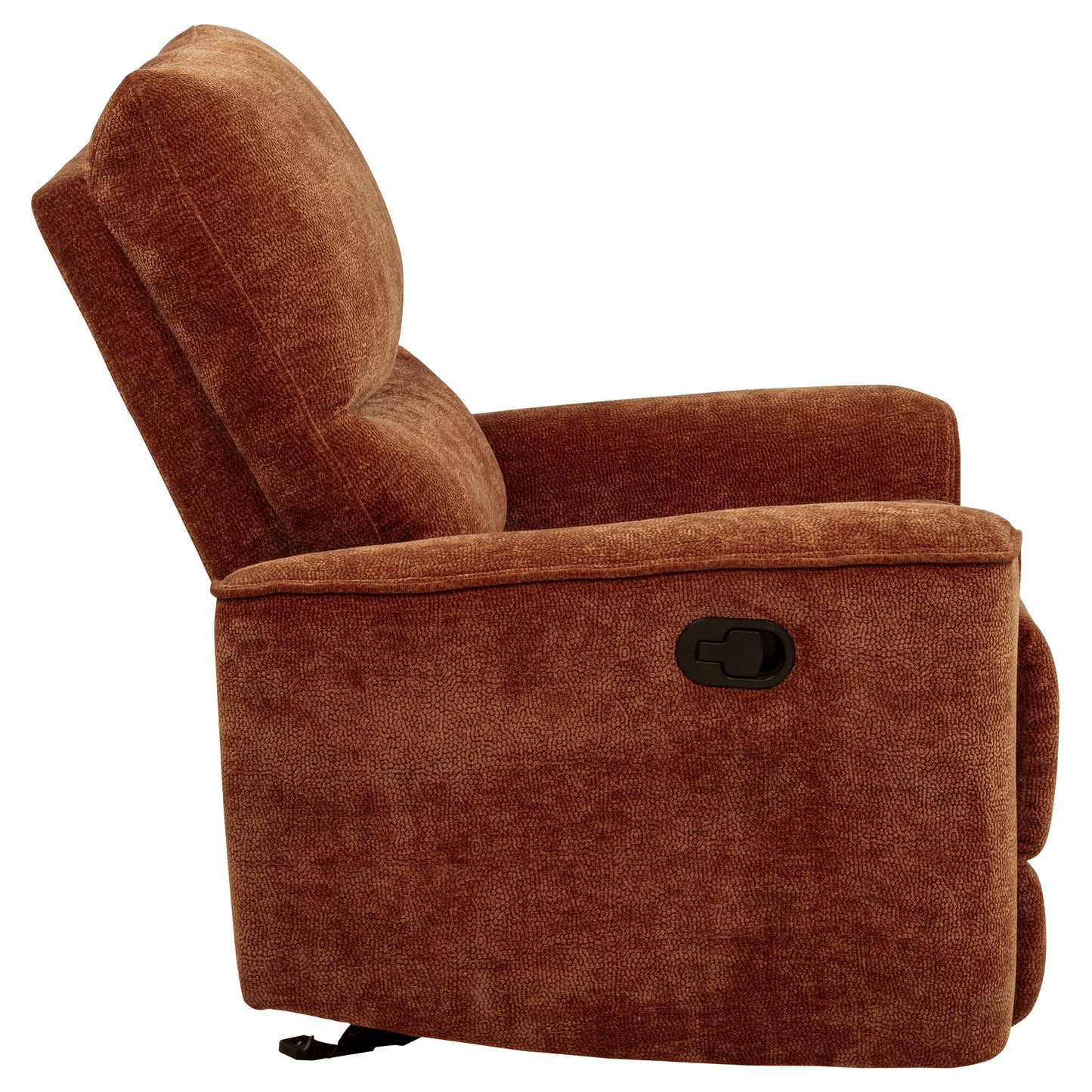 Navarro Chenille Upholstered Glider Recliner Burnt Orange - Discount Furniture Connection