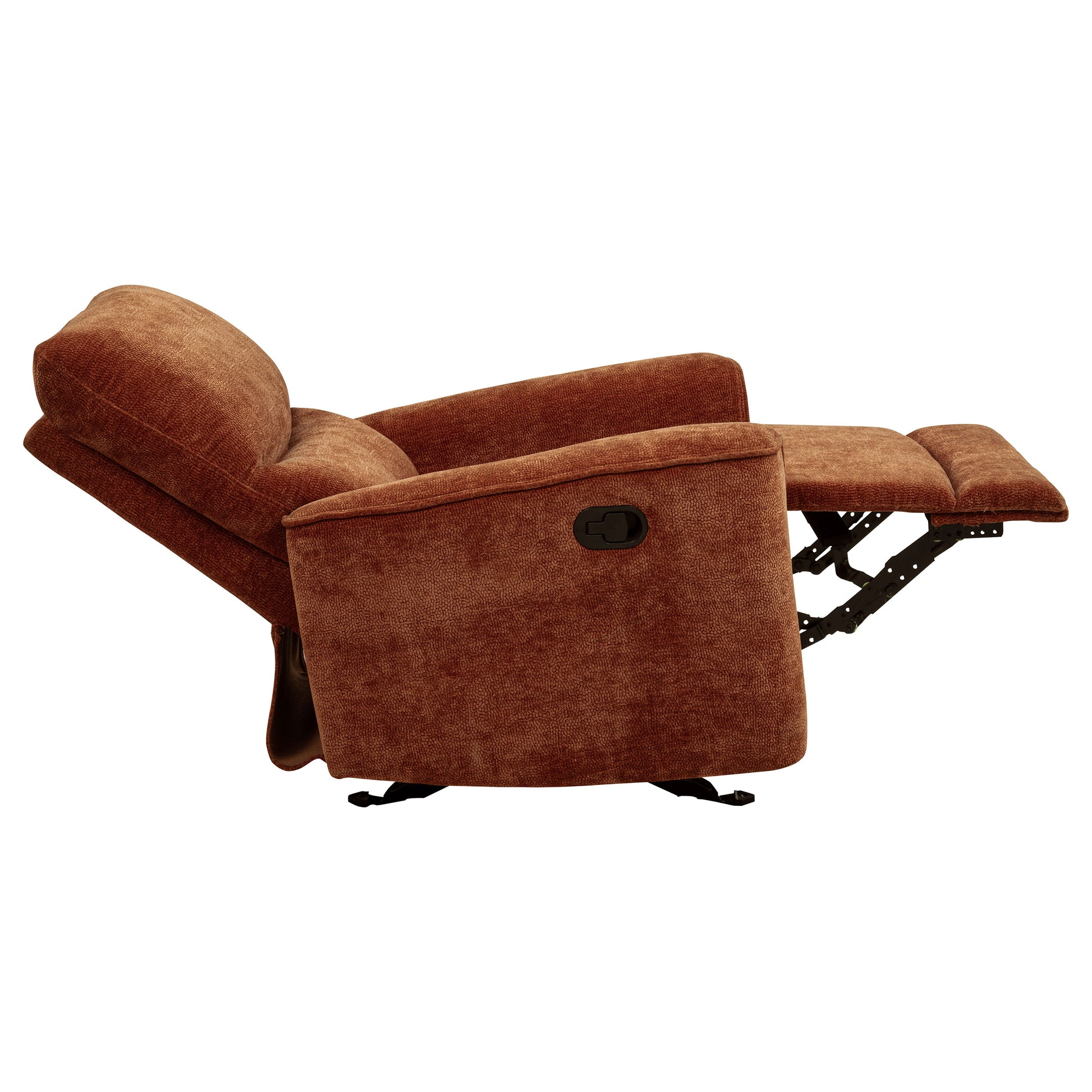 Navarro Chenille Upholstered Glider Recliner Burnt Orange - Discount Furniture Connection