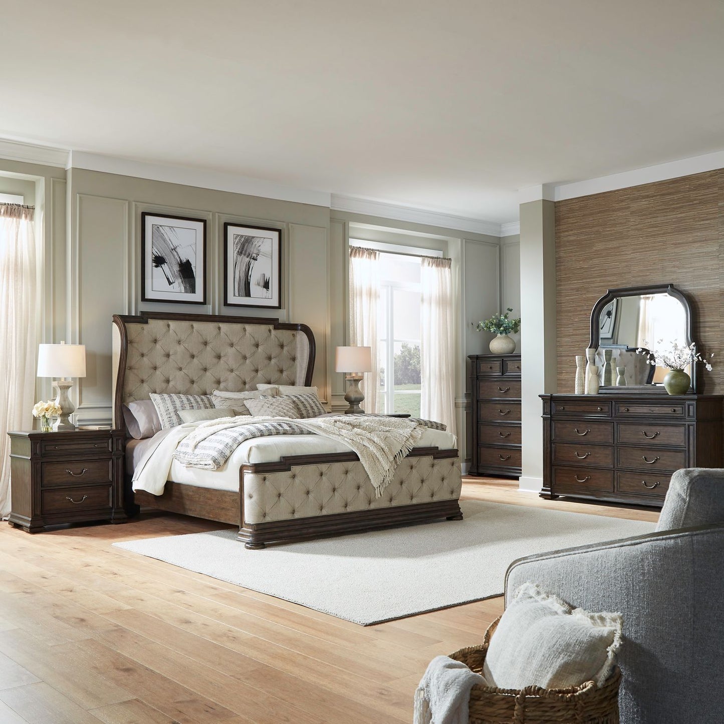 King California Shelter Bed, Dresser & Mirror, Chest, Night Stand