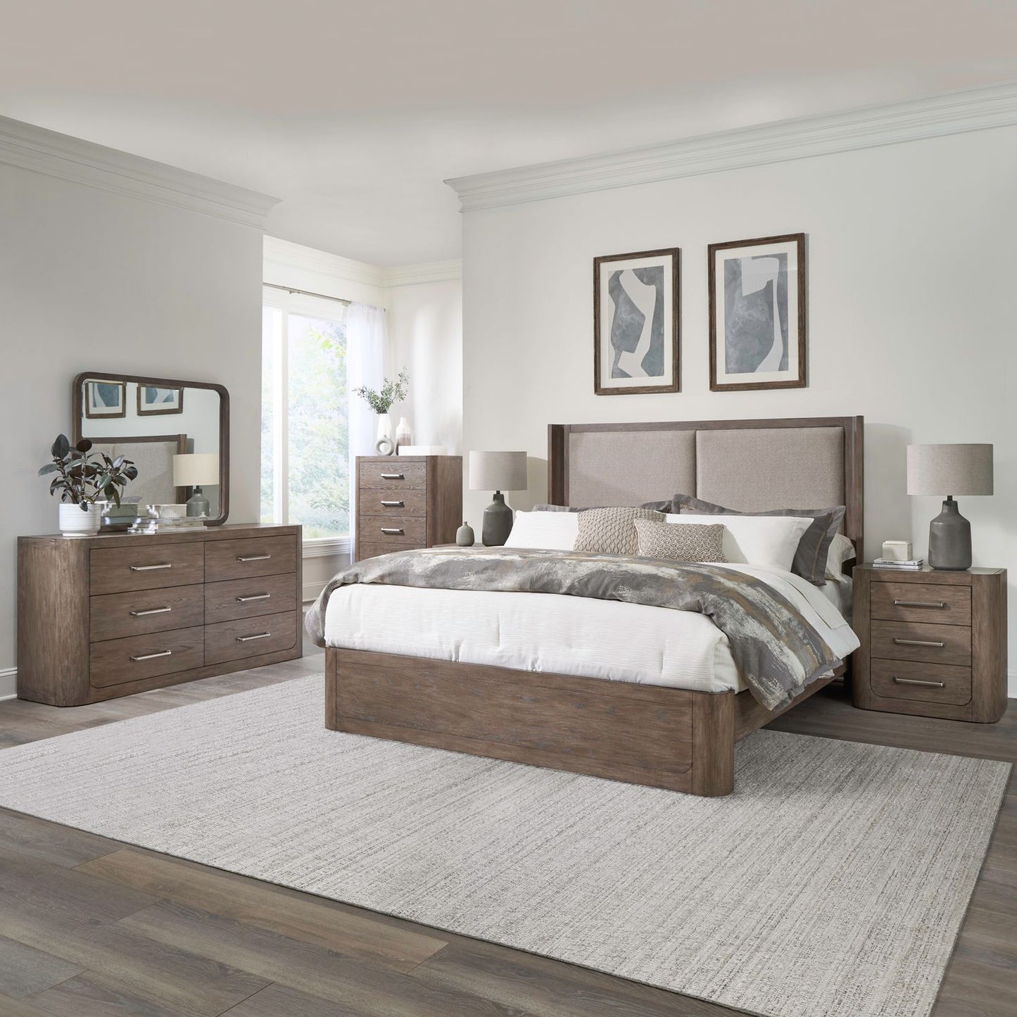 King California Shelter Bed, Dresser & Mirror, Chest, Night Stand