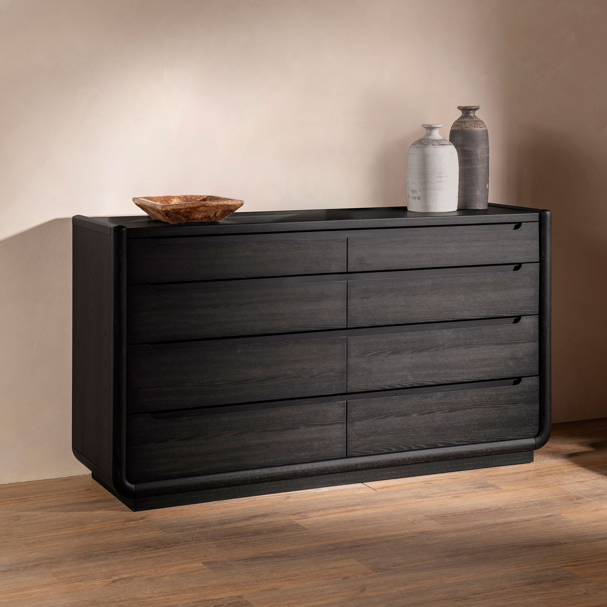 Leandro 8-drawer Bedroom Dresser Cabinet Burnished Black - Discount Furniture Connection