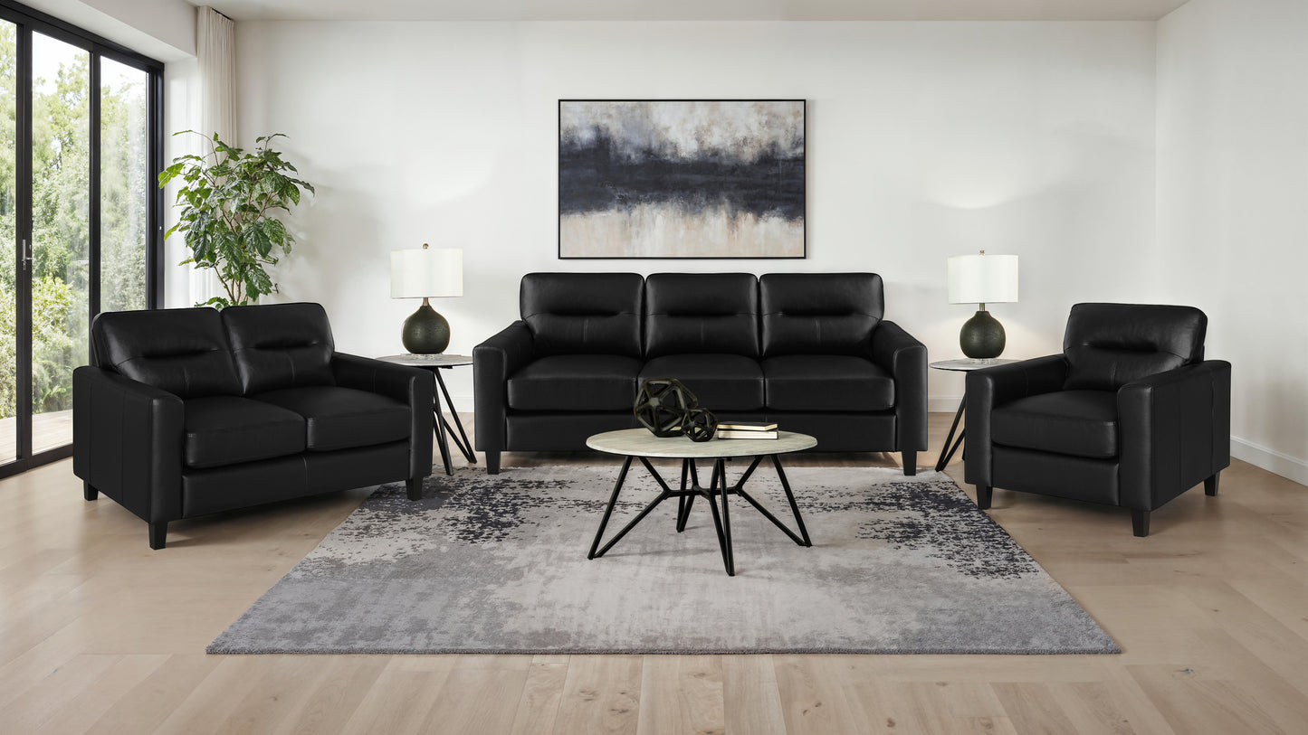 Scotland Faux Leather Upholstered Track Arm Sofa Black