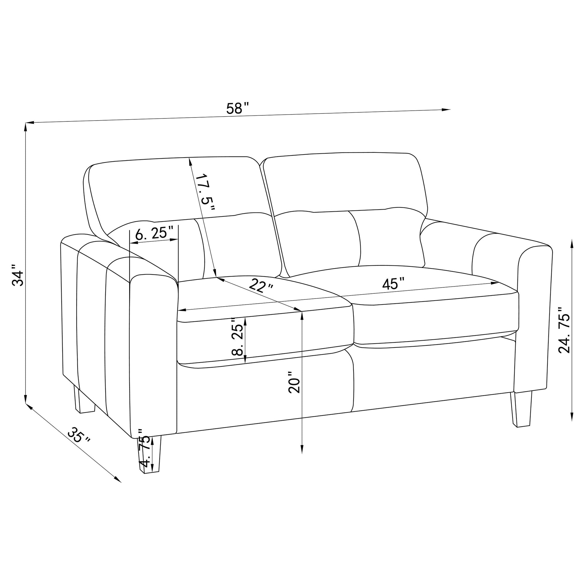Scotland Faux Leather Upholstered Track Arm Loveseat Brown - Discount Furniture Connection