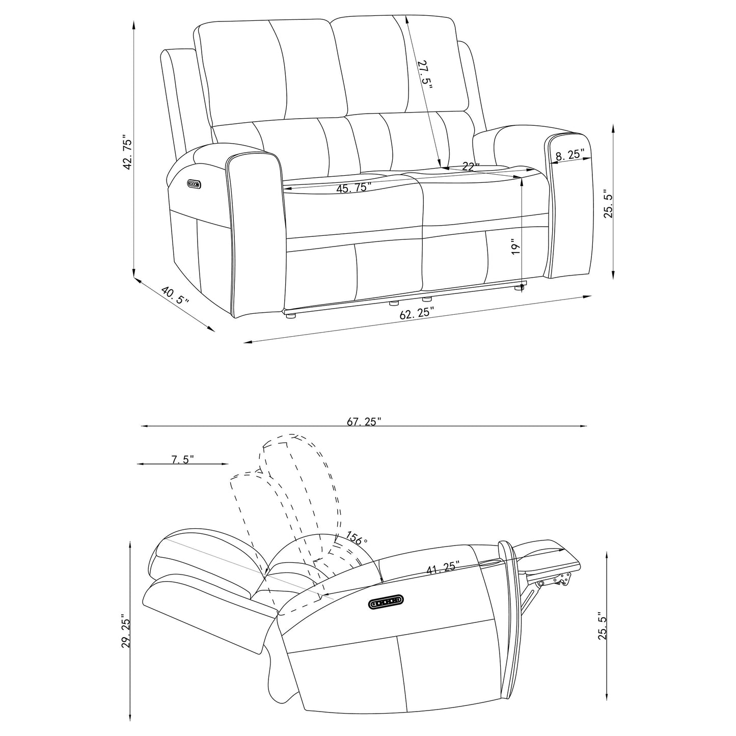 Brickston Triple Power Reclining Loveseat Grey