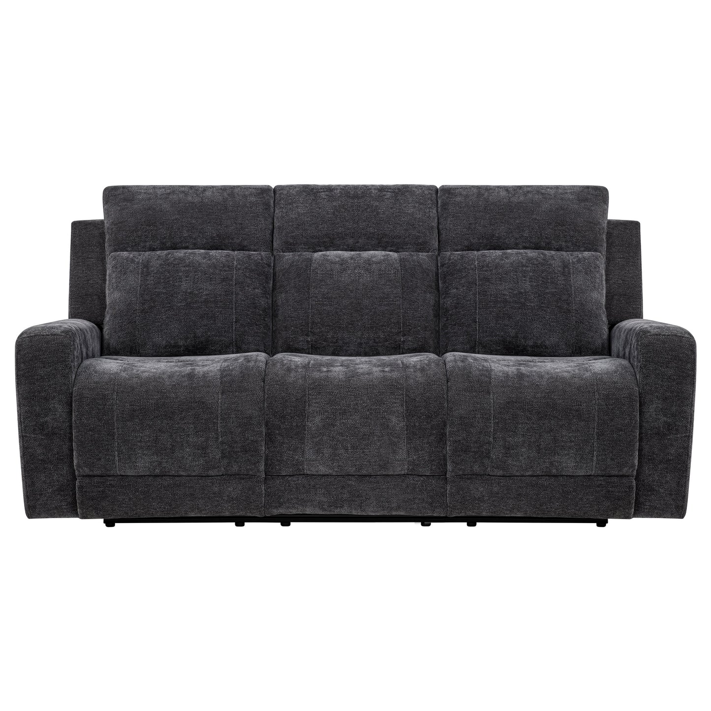 Kennett Chenille Upholstered Power Reclining Sofa Dark Grey