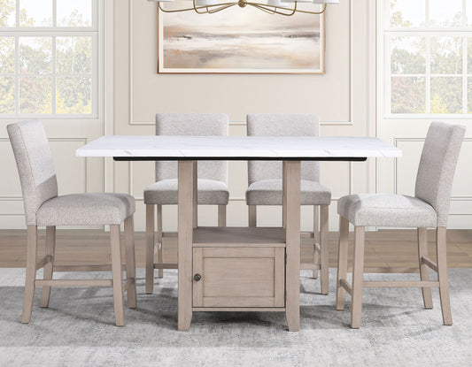 Taylor 5-Piece Faux-Marble Counter Dining Set