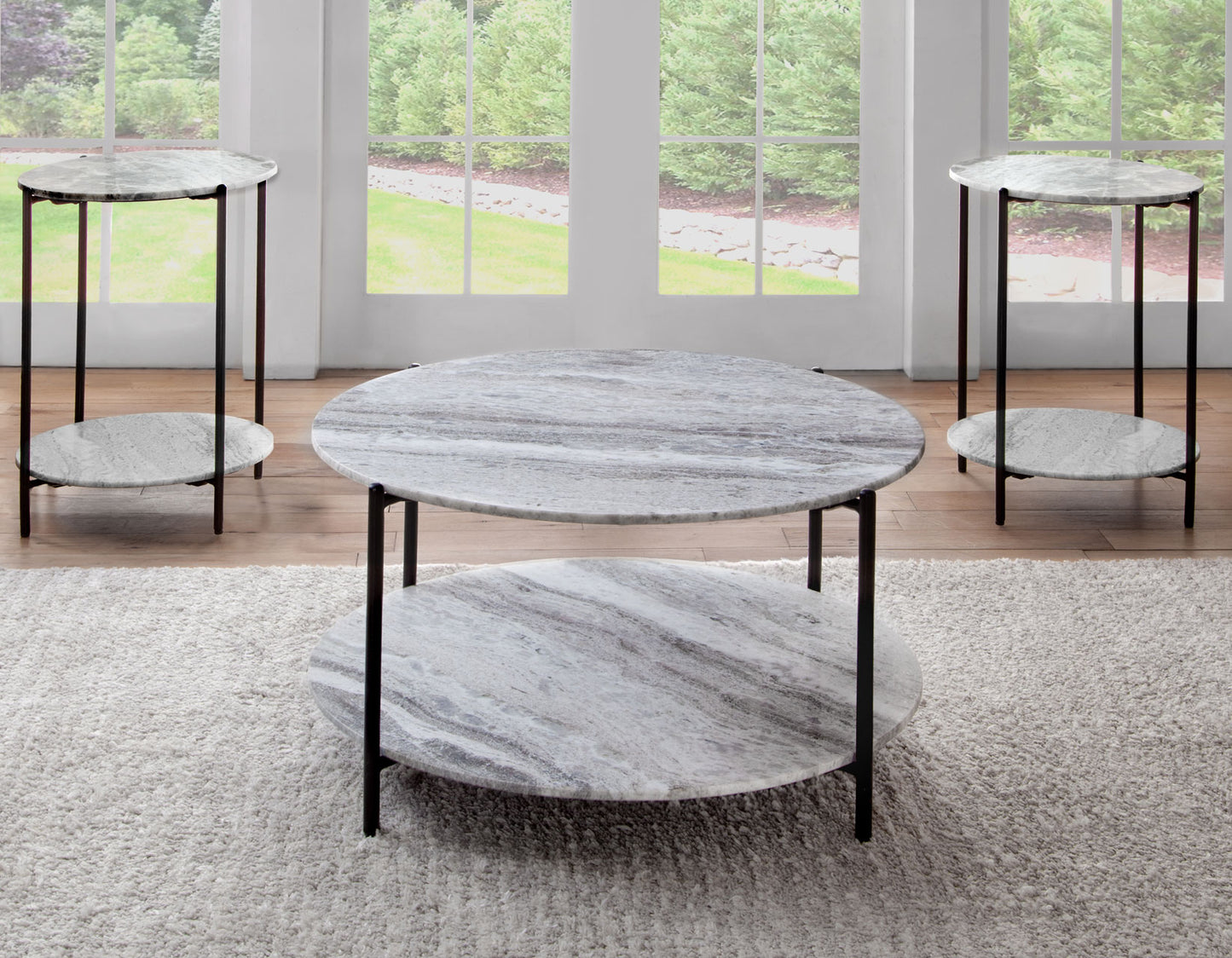 Coleen Sanwar Green Marble 3 Piece Table Set