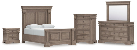 Blairhurst Queen Panel Bed with Mirrored Dresser, Chest and Nightstand