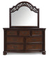 Lavinton Queen Poster Bed with Mirrored Dresser, Chest and Nightstand