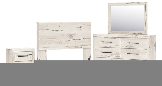 Lawroy Full Panel Headboard with Mirrored Dresser and Nightstand