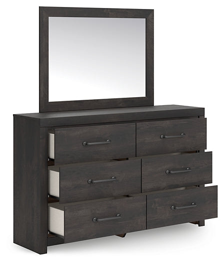 Hollivern Twin Panel Bed with Mirrored Dresser