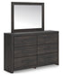 Hollivern Twin Panel Bed with Storage with Mirrored Dresser