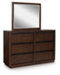 Dilenno California King Canopy Bed with Mirrored Dresser, Chest and Nightstand