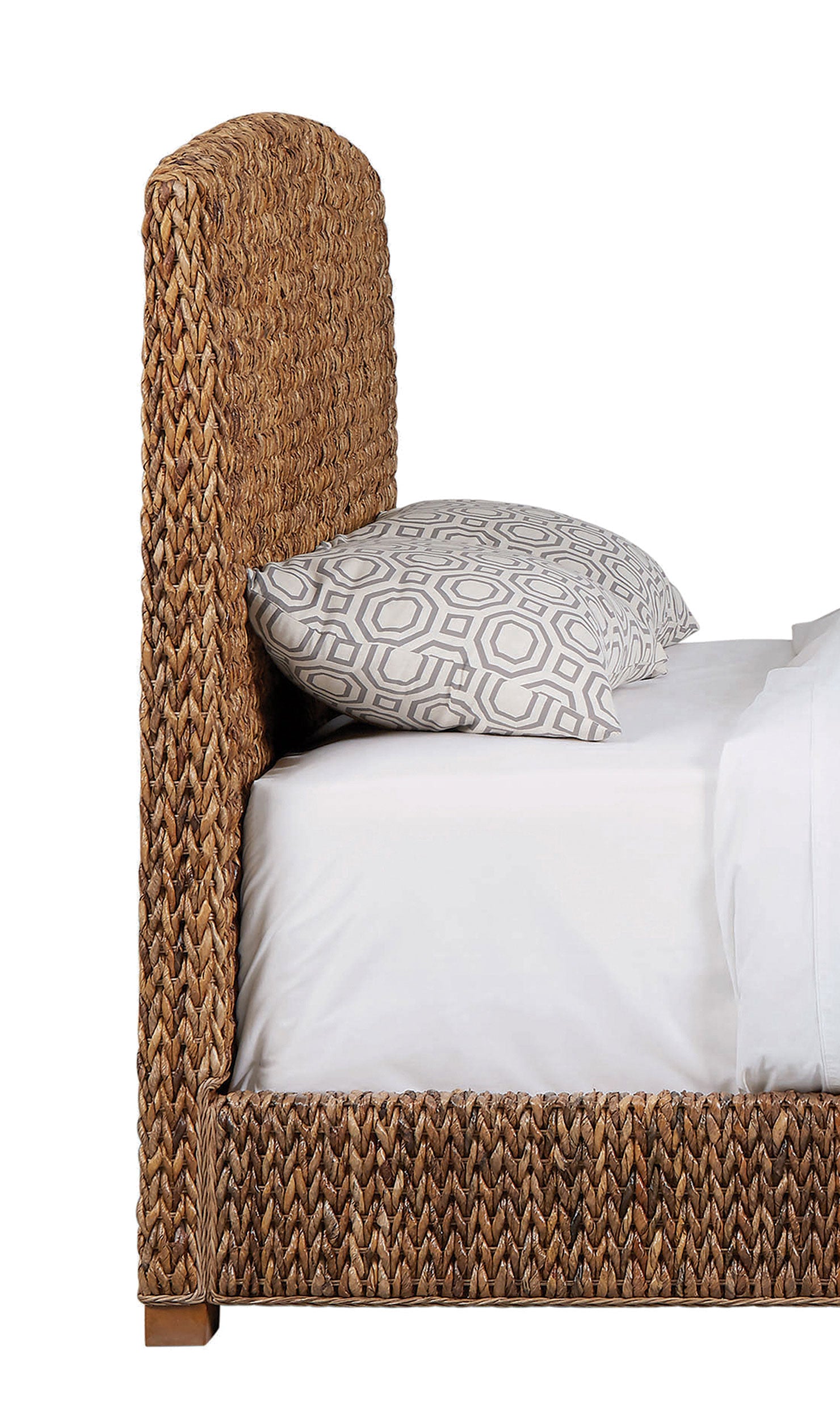 Laughton Banana Leaf Eastern King Panel Bed Amber - Discount Furniture Connection