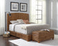 Laughton Banana Leaf Eastern King Panel Bed Amber - Discount Furniture Connection