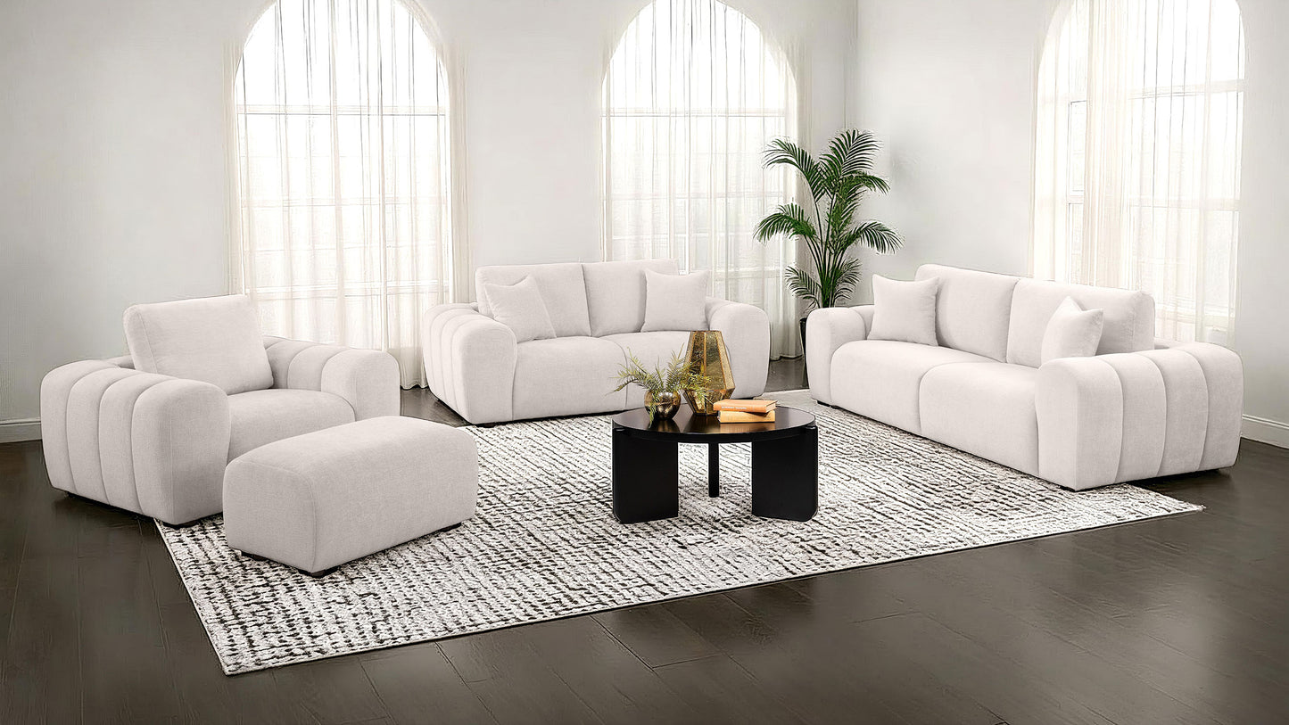 Burnett 4-piece Chenille Upholstered Sofa Set Ivory - Discount Furniture Connection