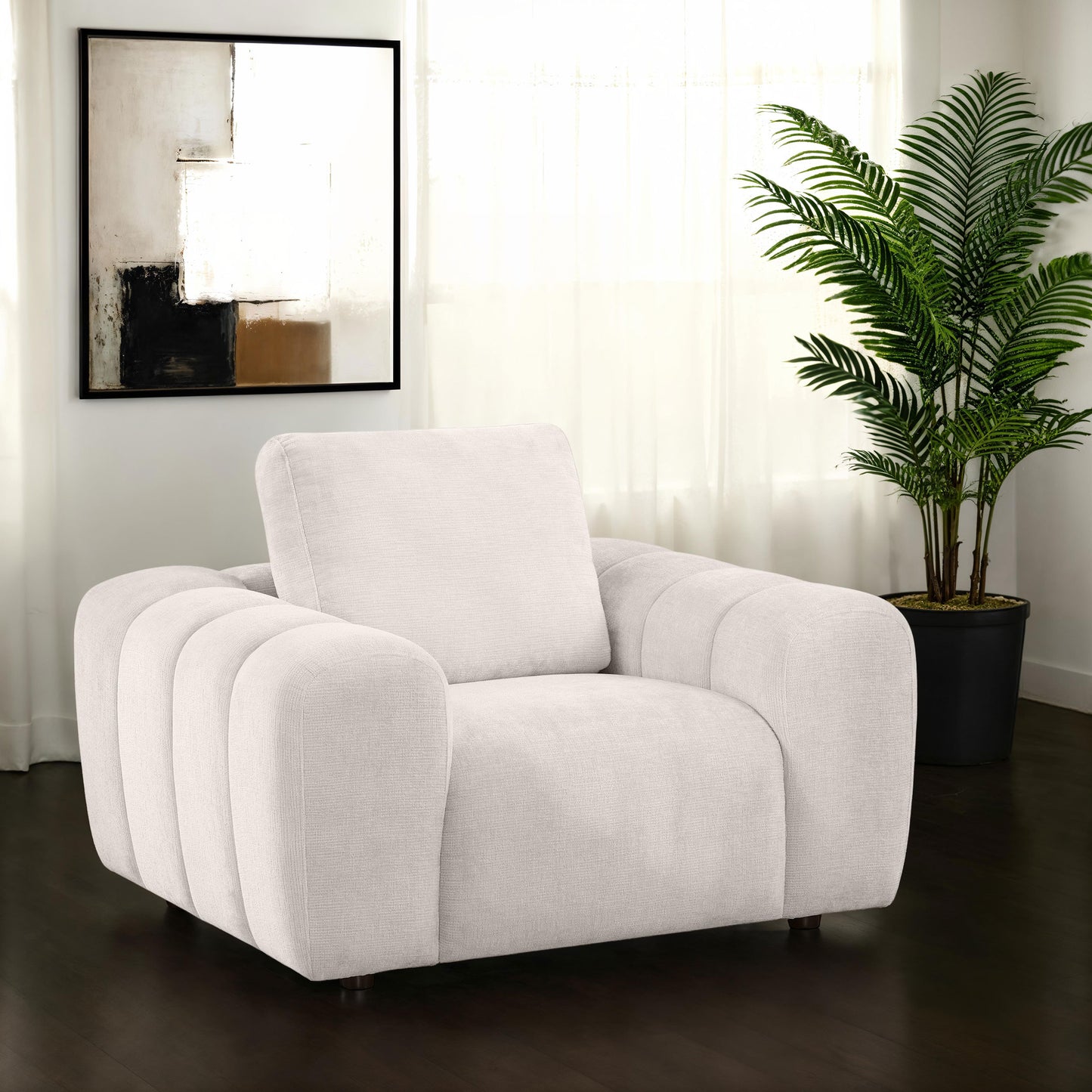 Burnett Chenille Upholstered Accent Chair Ivory