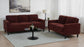 Ruth Fabric Upholstered Track Arm Loveseat Rust Red - Discount Furniture Connection