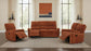 Navarro Chenille Upholstered Glider Recliner Burnt Orange - Discount Furniture Connection