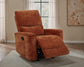 Navarro Chenille Upholstered Glider Recliner Burnt Orange - Discount Furniture Connection
