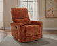 Navarro Chenille Upholstered Glider Recliner Burnt Orange - Discount Furniture Connection