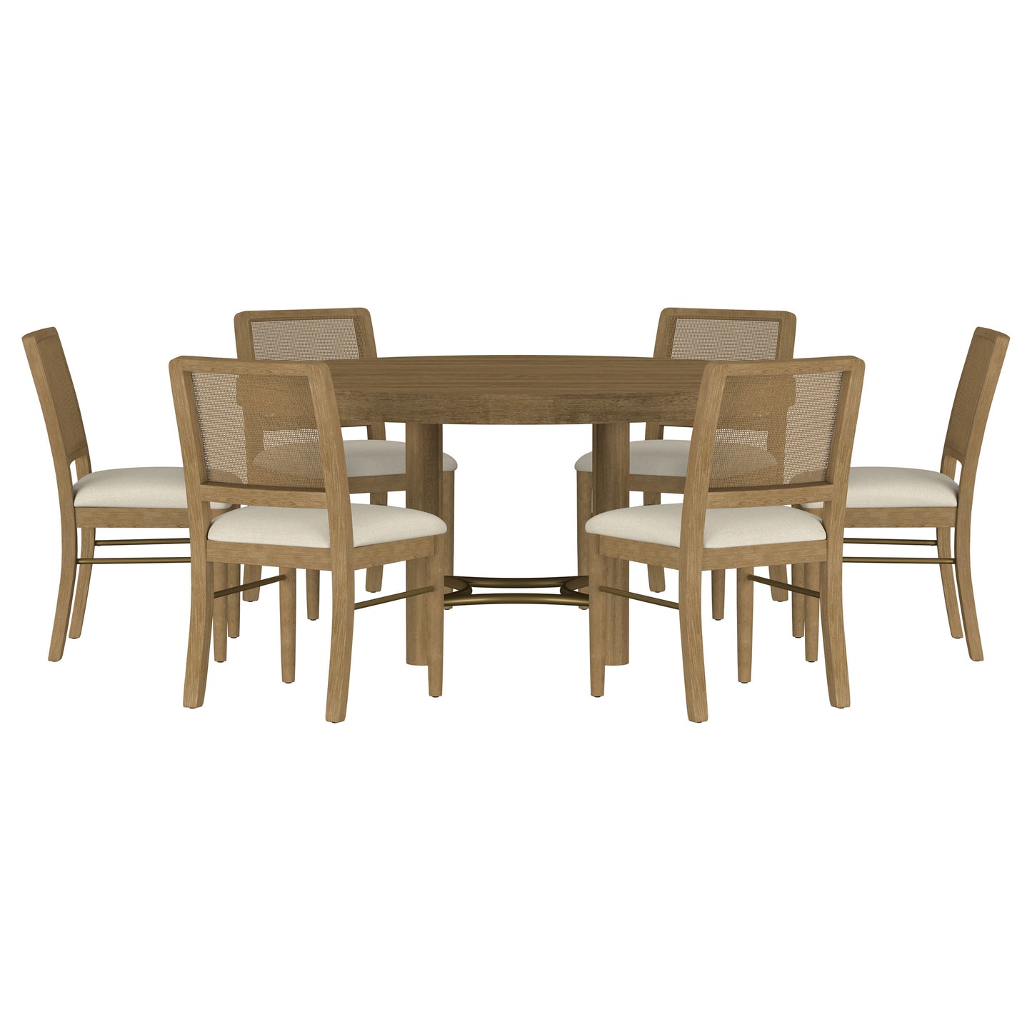 Arini 7-piece Round Dining Room Table Set Sand Wash - Discount Furniture Connection