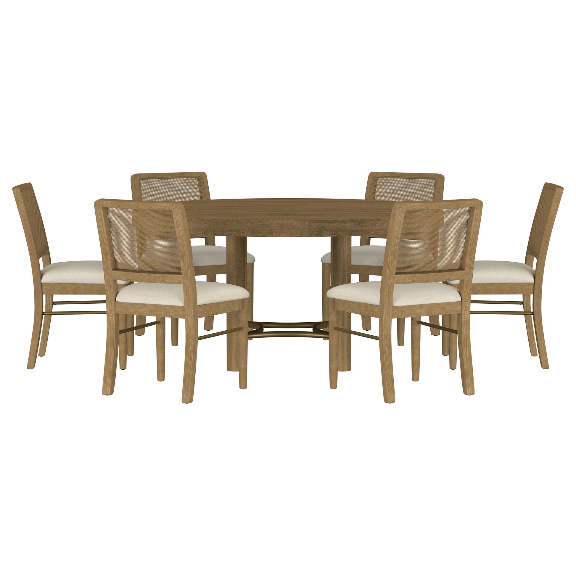 Arini 7-piece Round Dining Room Table Set Sand Wash - Discount Furniture Connection