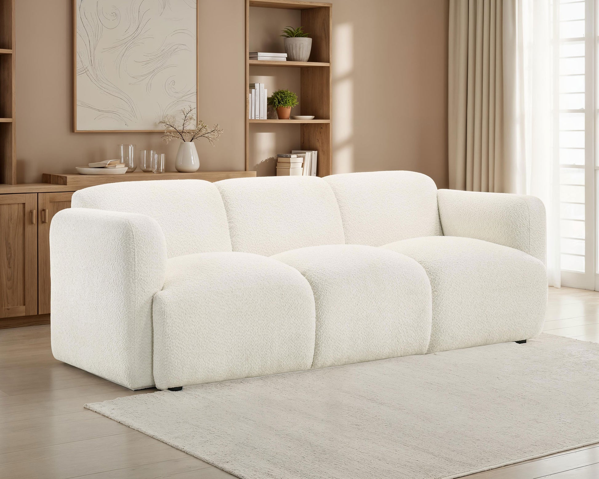 Dorset Fabric Upholstered Round Track Arm Sofa White - Discount Furniture Connection
