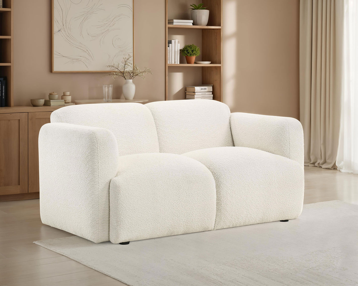 Dorset Fabric Upholstered Round Track Arm Loveseat White - Discount Furniture Connection