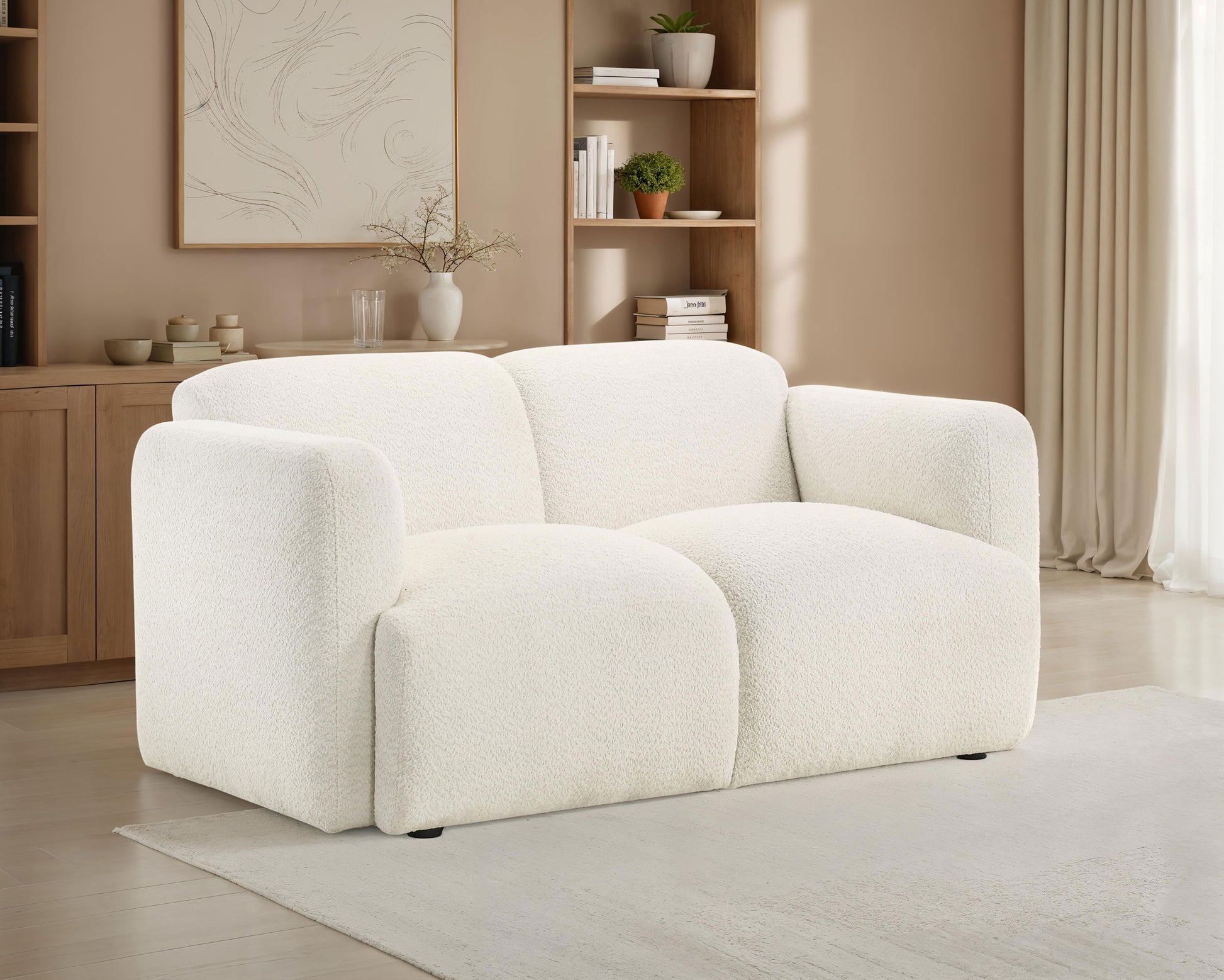 Dorset Fabric Upholstered Round Track Arm Loveseat White - Discount Furniture Connection