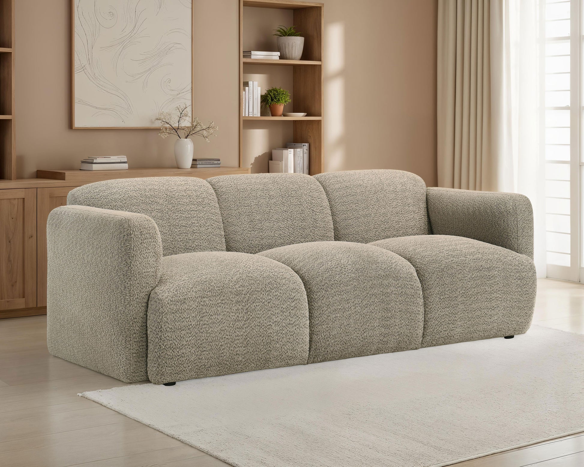 Dorset Fabric Upholstered Round Track Arm Sofa Brown - Discount Furniture Connection