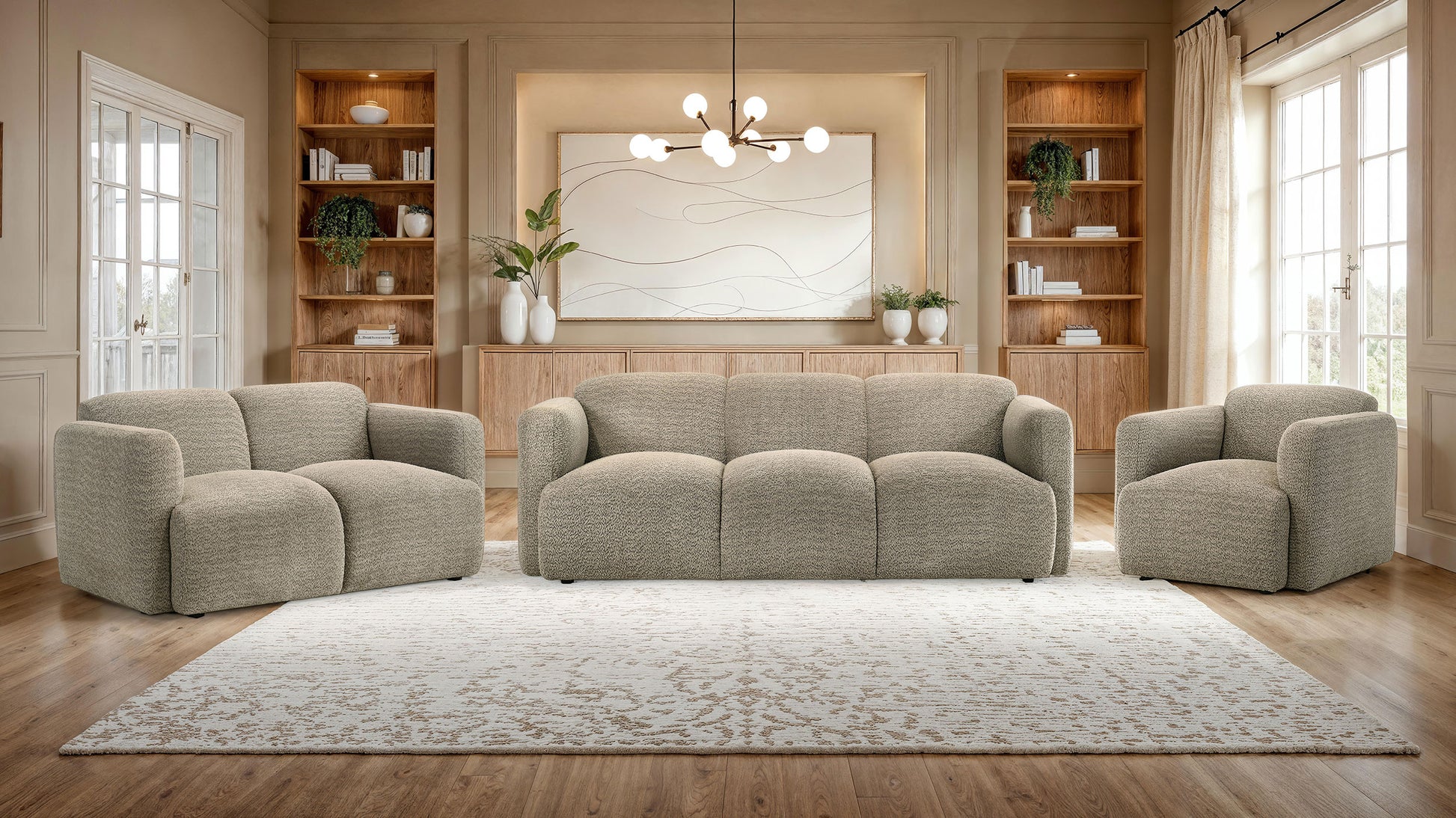 Dorset Fabric Upholstered Round Track Arm Sofa Brown - Discount Furniture Connection