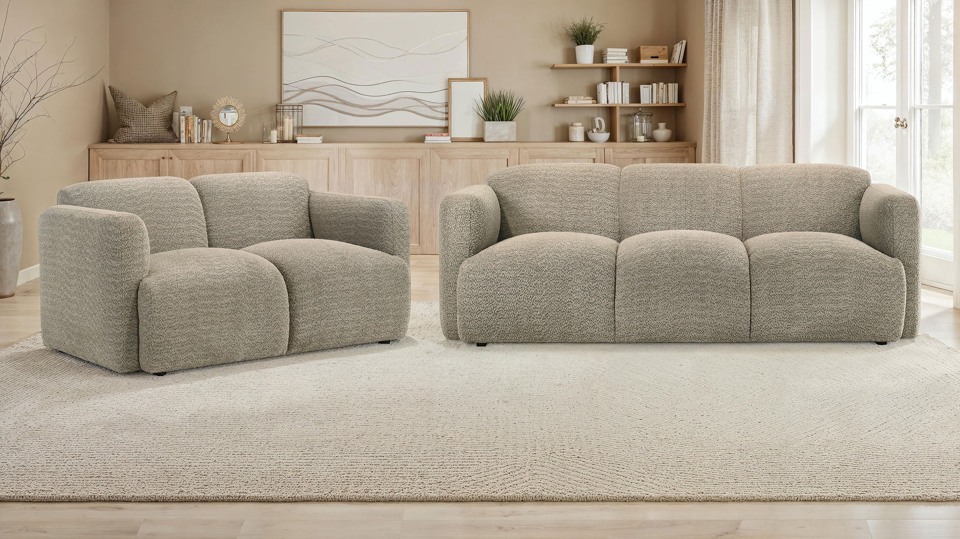 Dorset 2-piece Upholstered Round Track Arm Sofa Set Brown - Discount Furniture Connection