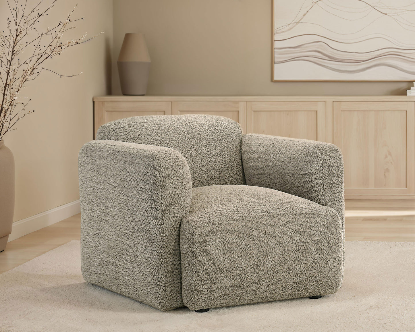 Dorset Fabric Upholstered Round Track Arm Accent Chair Brown - Discount Furniture Connection