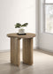 Adina Round Wood Side End Table Distressed Light Brown - Discount Furniture Connection