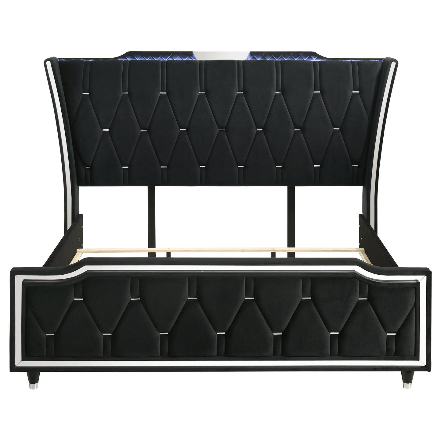 Lorient Eastern King LED Upholstered Bed Black - Discount Furniture Connection