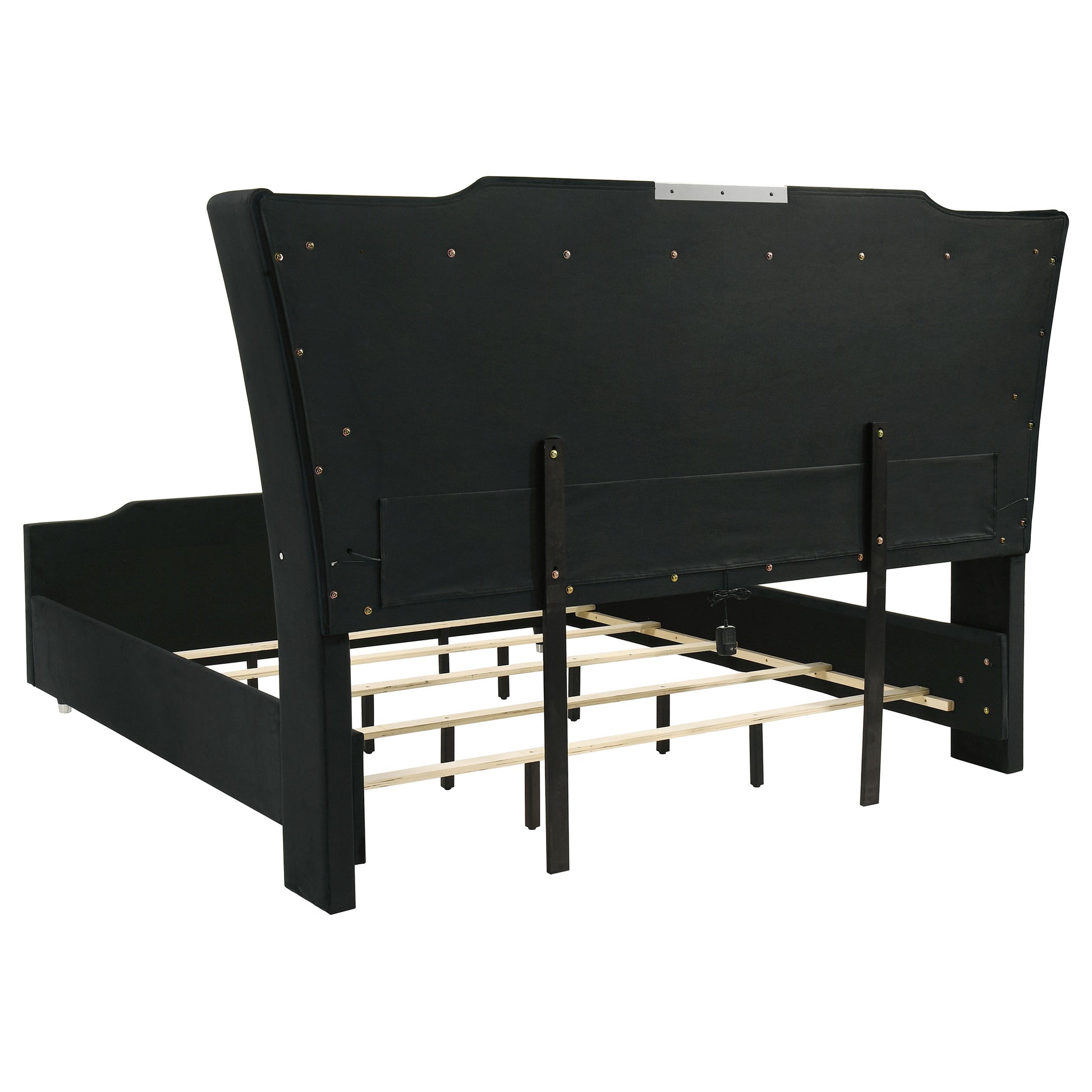 Lorient Eastern King LED Upholstered Bed Black - Discount Furniture Connection