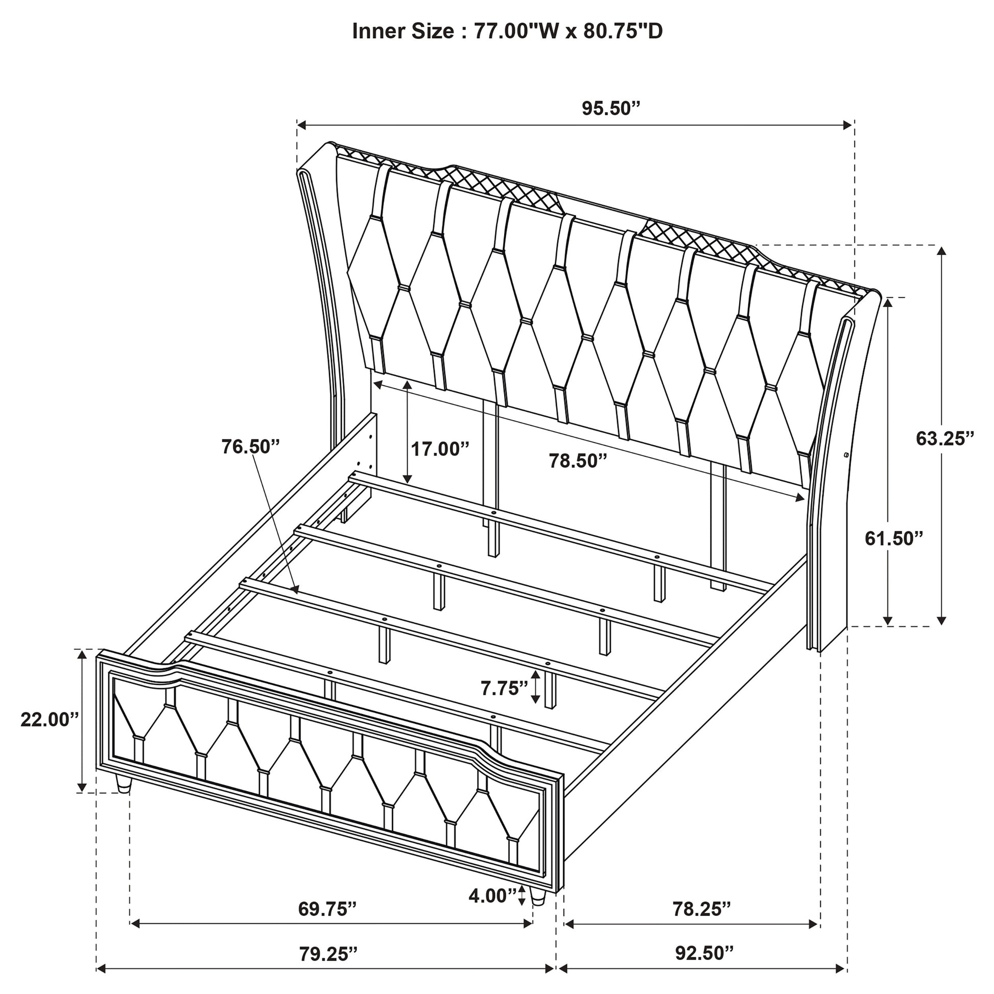 Lorient Eastern King LED Upholstered Bed Black - Discount Furniture Connection