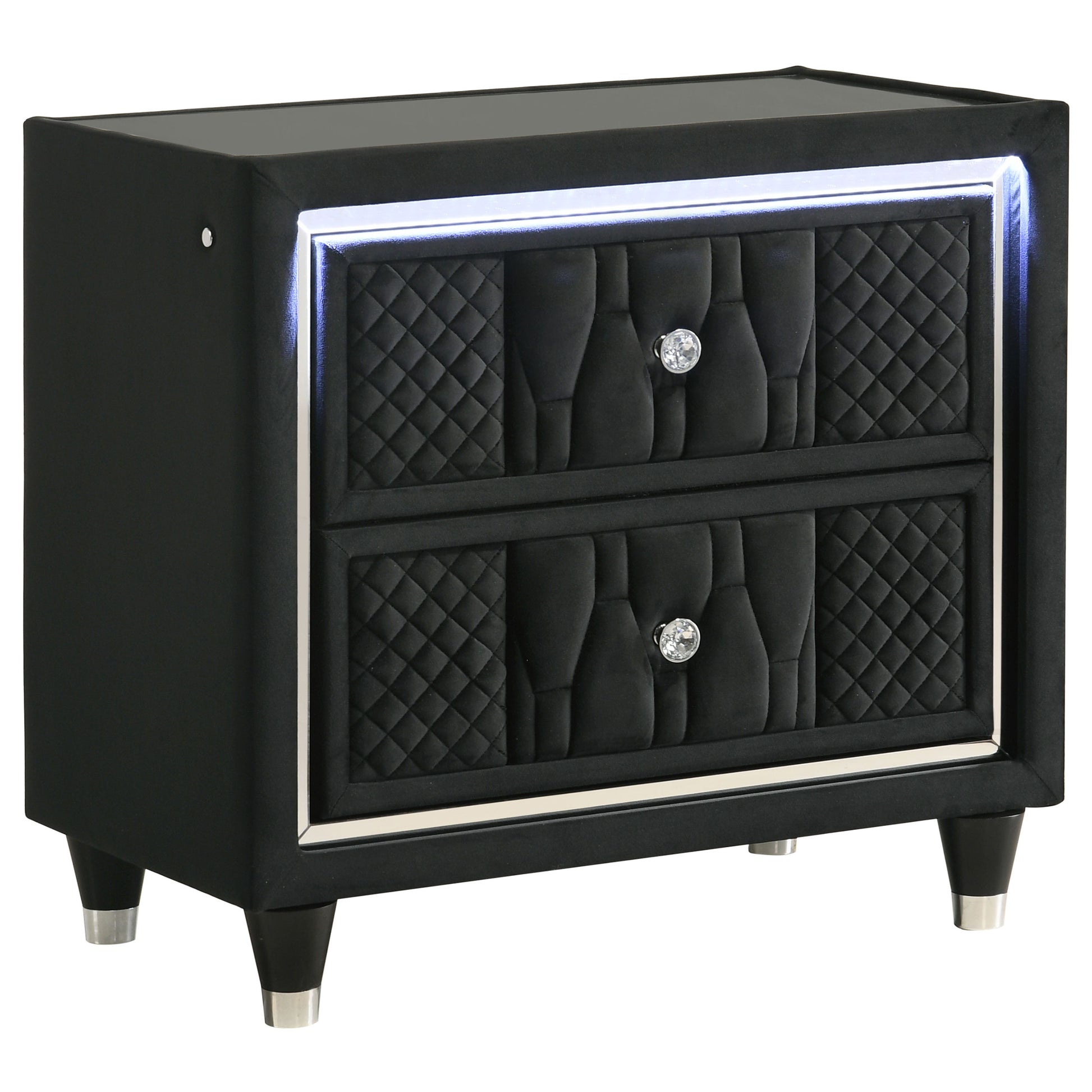 Lorient 2-drawer LED Nightstand with USB Black - Discount Furniture Connection