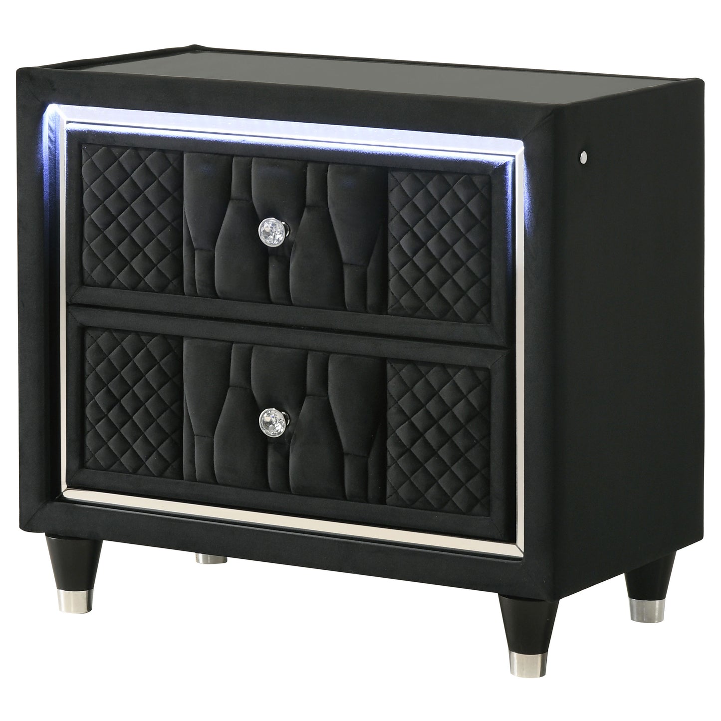 Lorient 2-drawer LED Nightstand with USB Black - Discount Furniture Connection