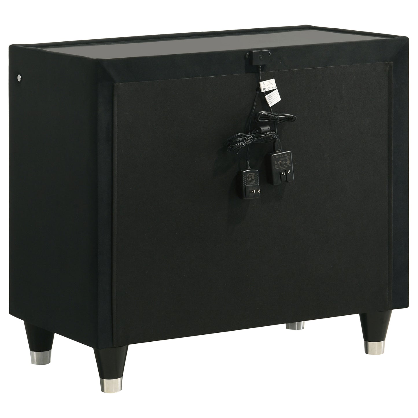 Lorient 2-drawer LED Nightstand with USB Black - Discount Furniture Connection