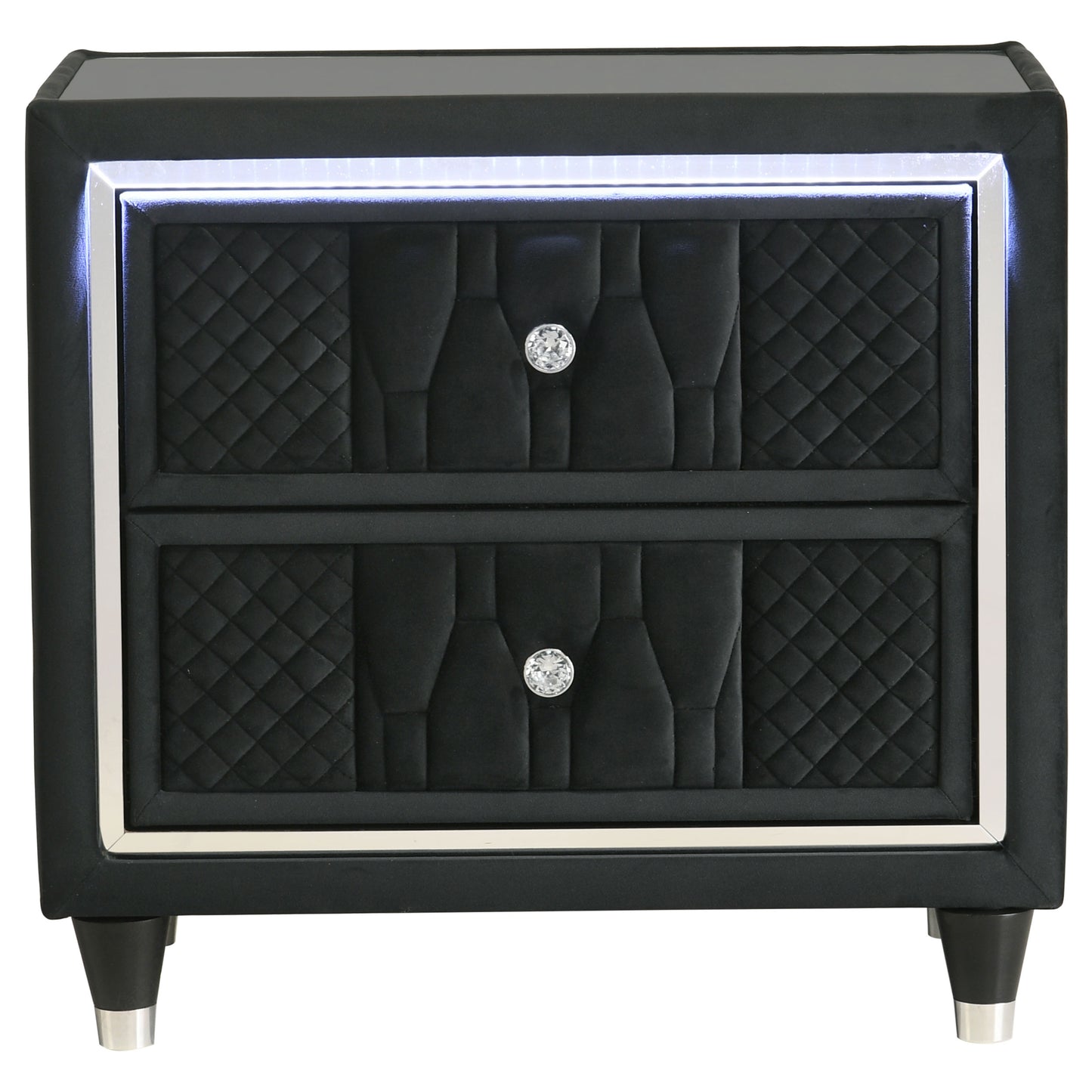 Lorient 2-drawer LED Nightstand with USB Black - Discount Furniture Connection