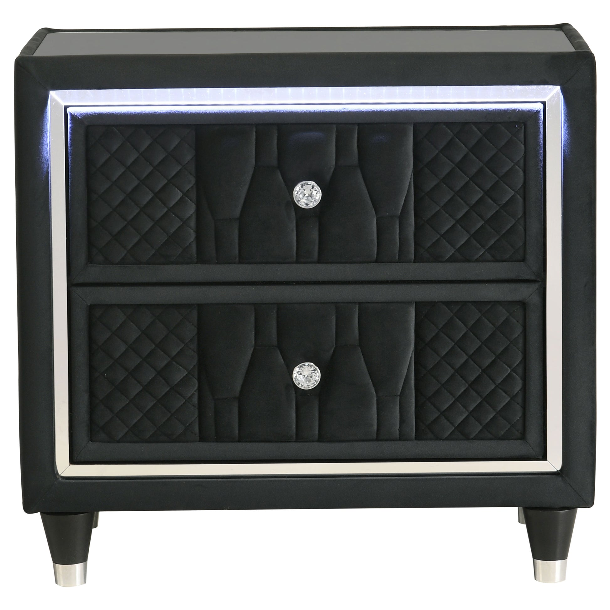 Lorient 2-drawer LED Nightstand with USB Black - Discount Furniture Connection