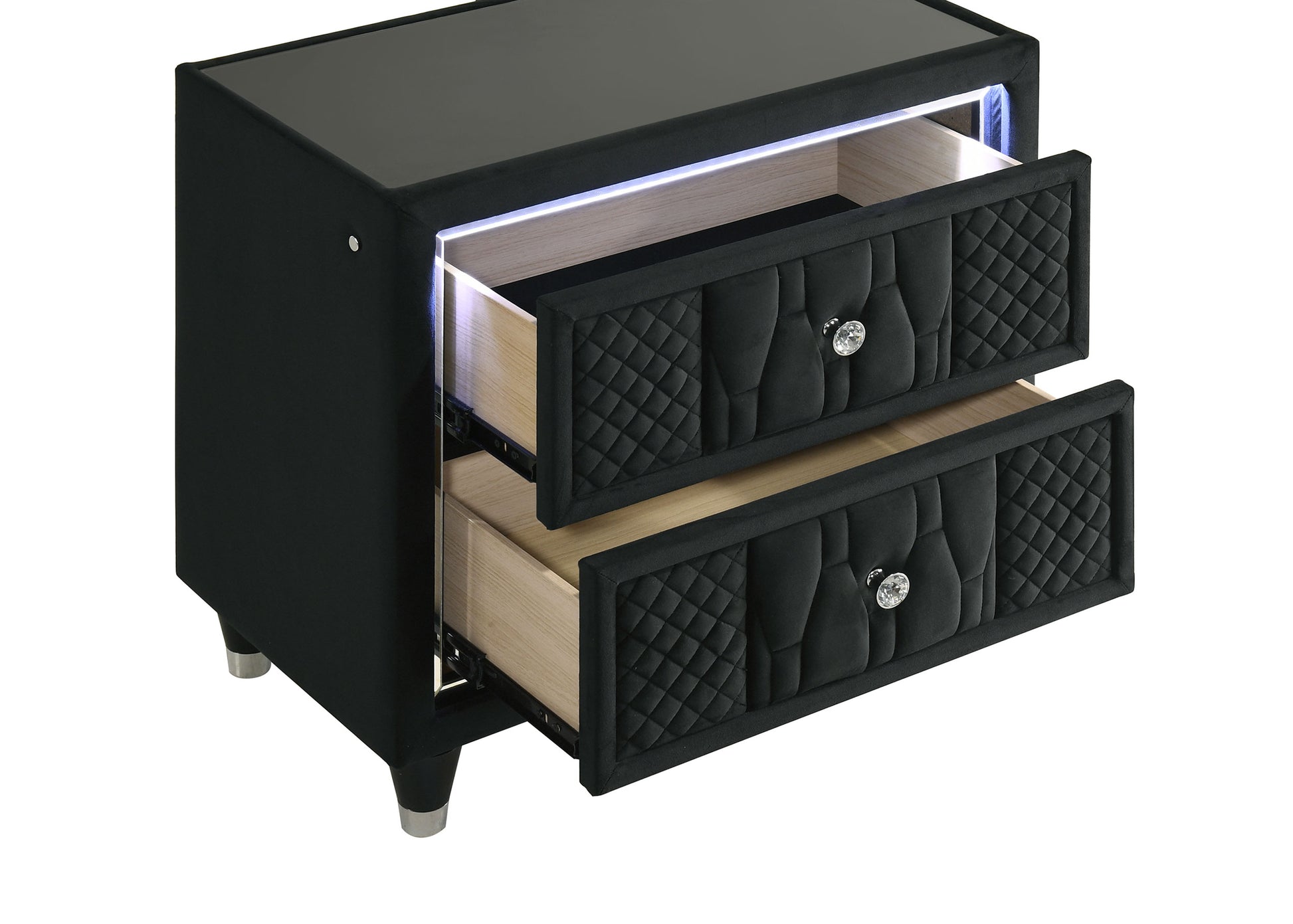 Lorient 2-drawer LED Nightstand with USB Black - Discount Furniture Connection