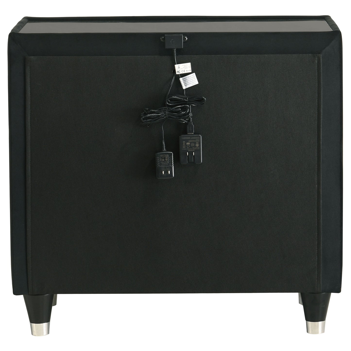 Lorient 2-drawer LED Nightstand with USB Black - Discount Furniture Connection