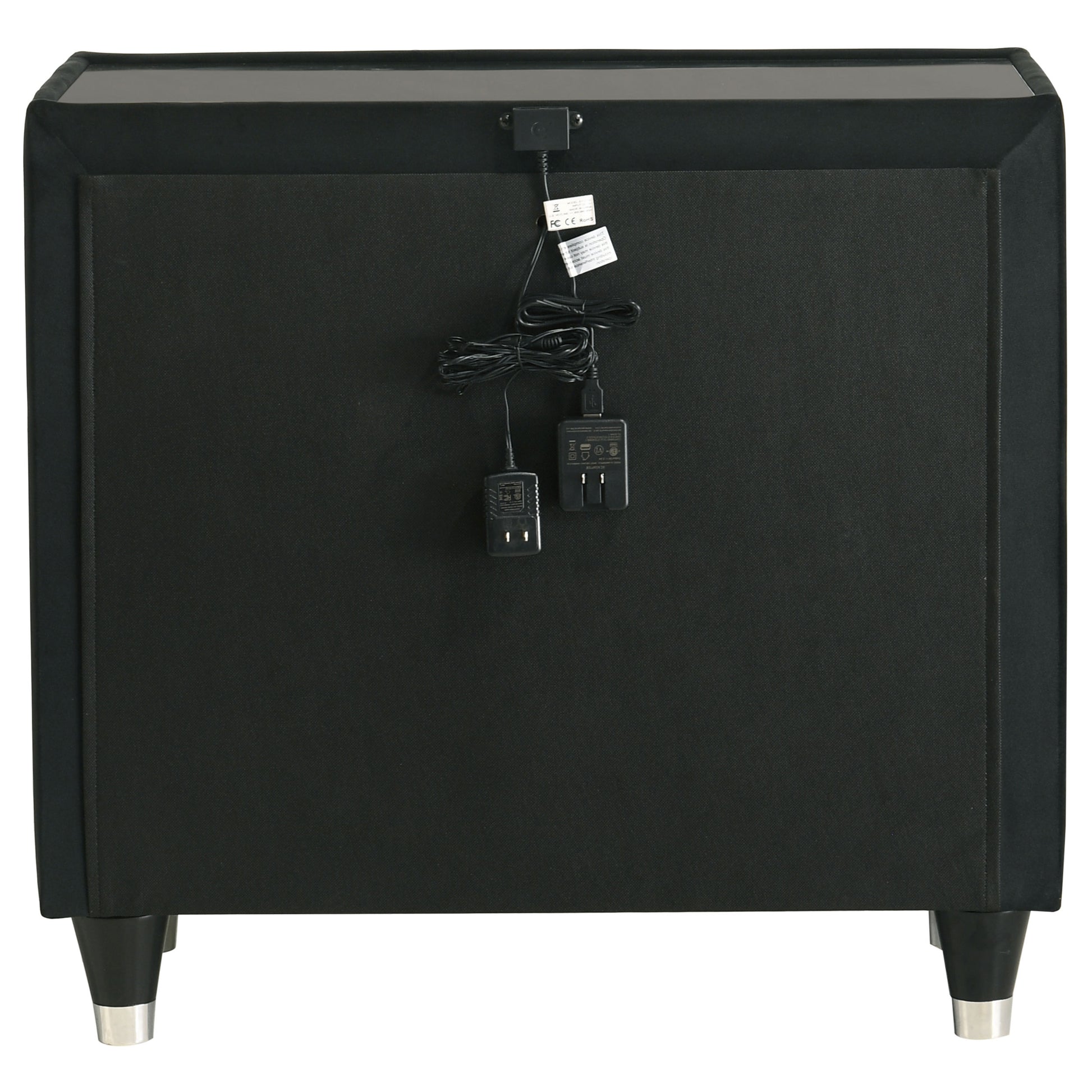 Lorient 2-drawer LED Nightstand with USB Black - Discount Furniture Connection