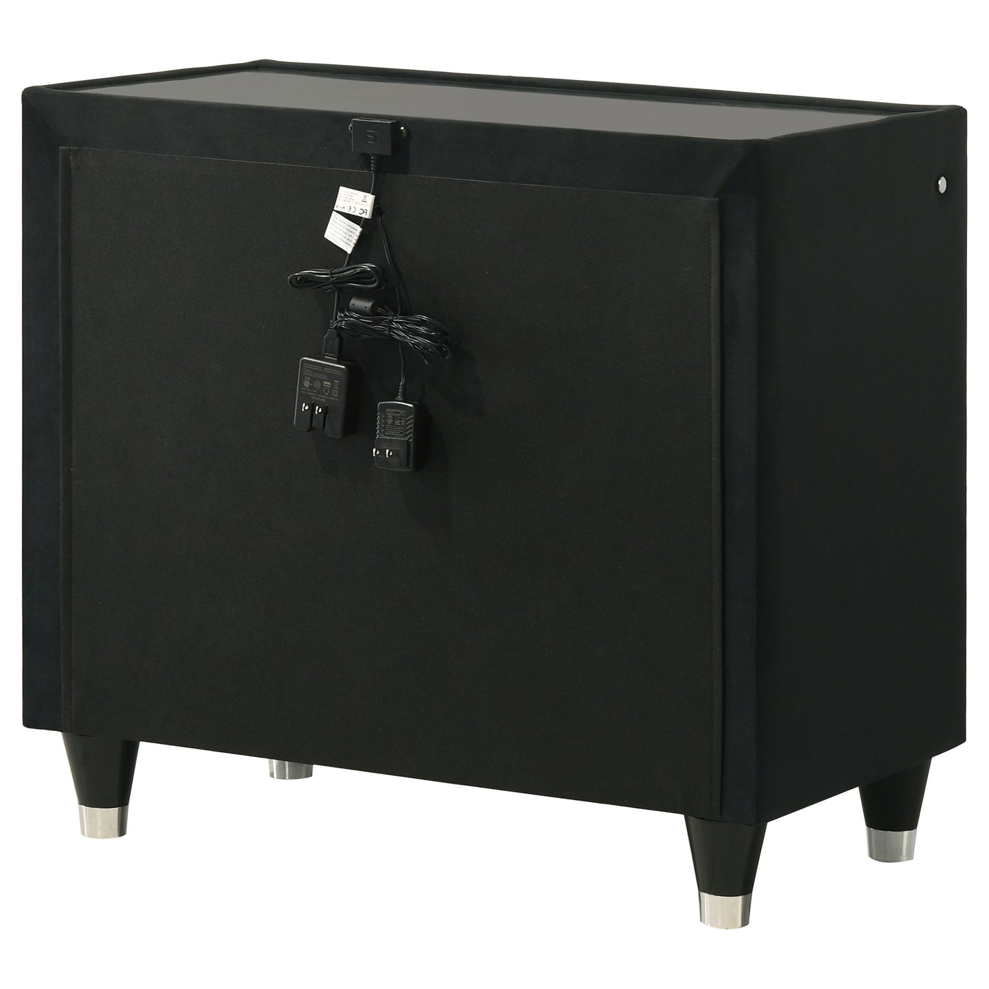 Lorient 2-drawer LED Nightstand with USB Black - Discount Furniture Connection
